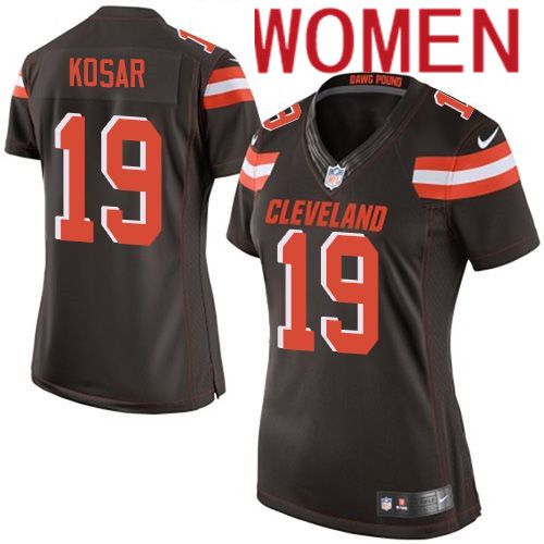 Women Cleveland Browns #19 Bernie Kosar Nike Brown Game NFL Jersey->women nfl jersey->Women Jersey